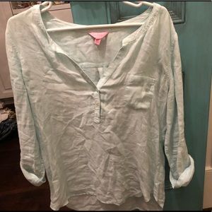 Lilly Pulitzer Light Blue Linen Top